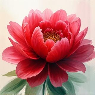 水彩画風の牡丹のデジタルイラストレーション